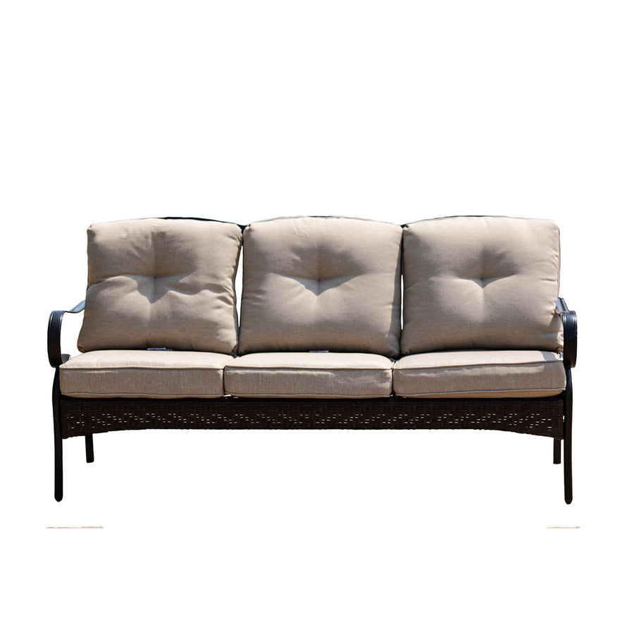 69" Beige Polyester Blend Settee With Black Legs Image 1