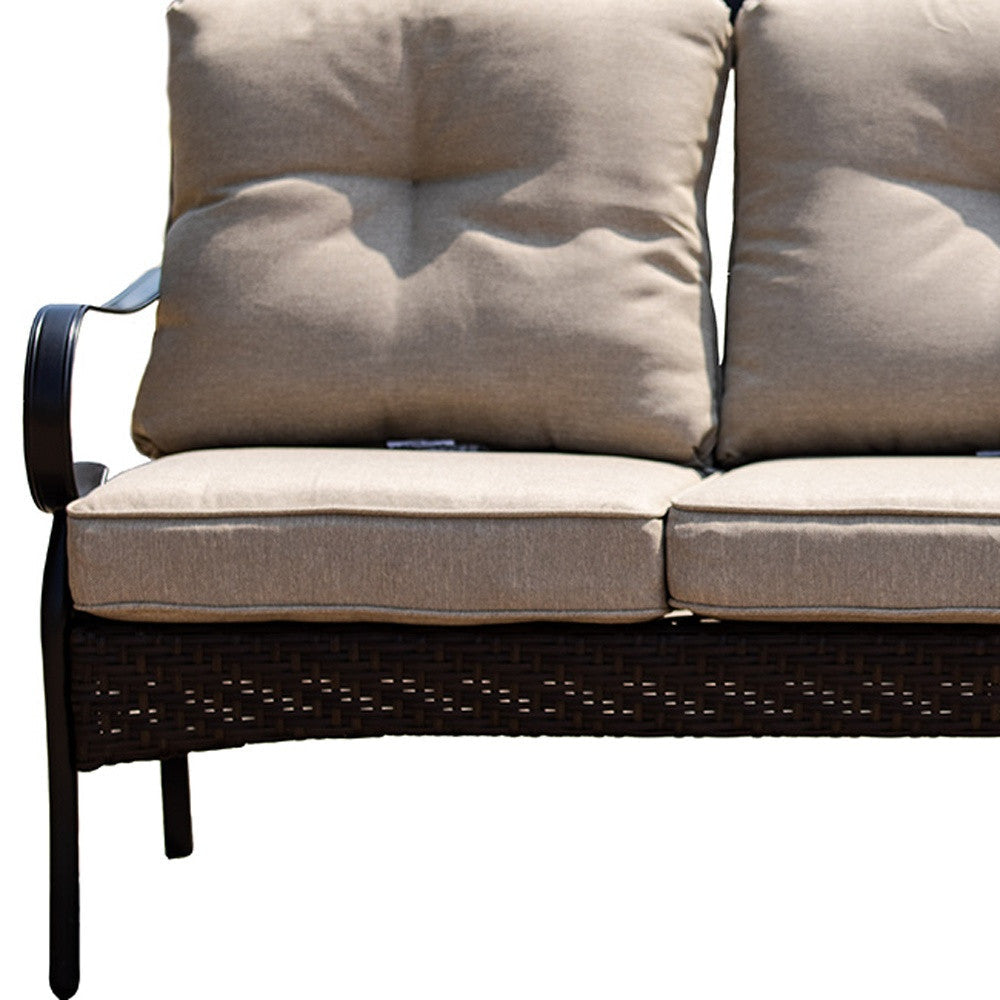 69" Beige Polyester Blend Settee With Black Legs Image 7