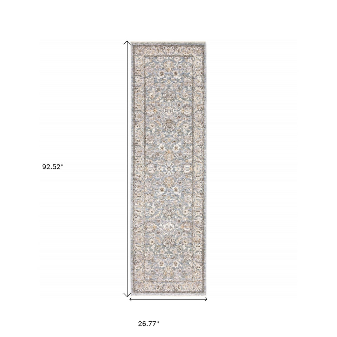 2 X 3 Blue Ivory Machine Woven Floral Oriental Indoor Area Rug Image 1