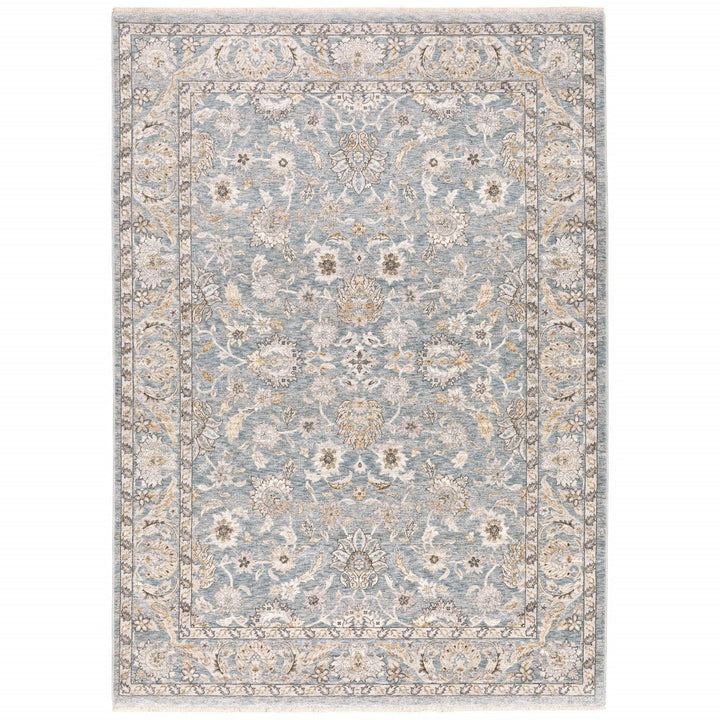 2 X 3 Blue Ivory Machine Woven Floral Oriental Indoor Area Rug Image 5