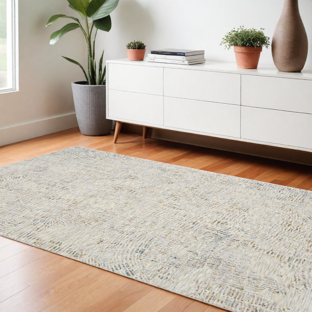 8 Runner Ivory and Gray Abstract Runner Rug Image 1