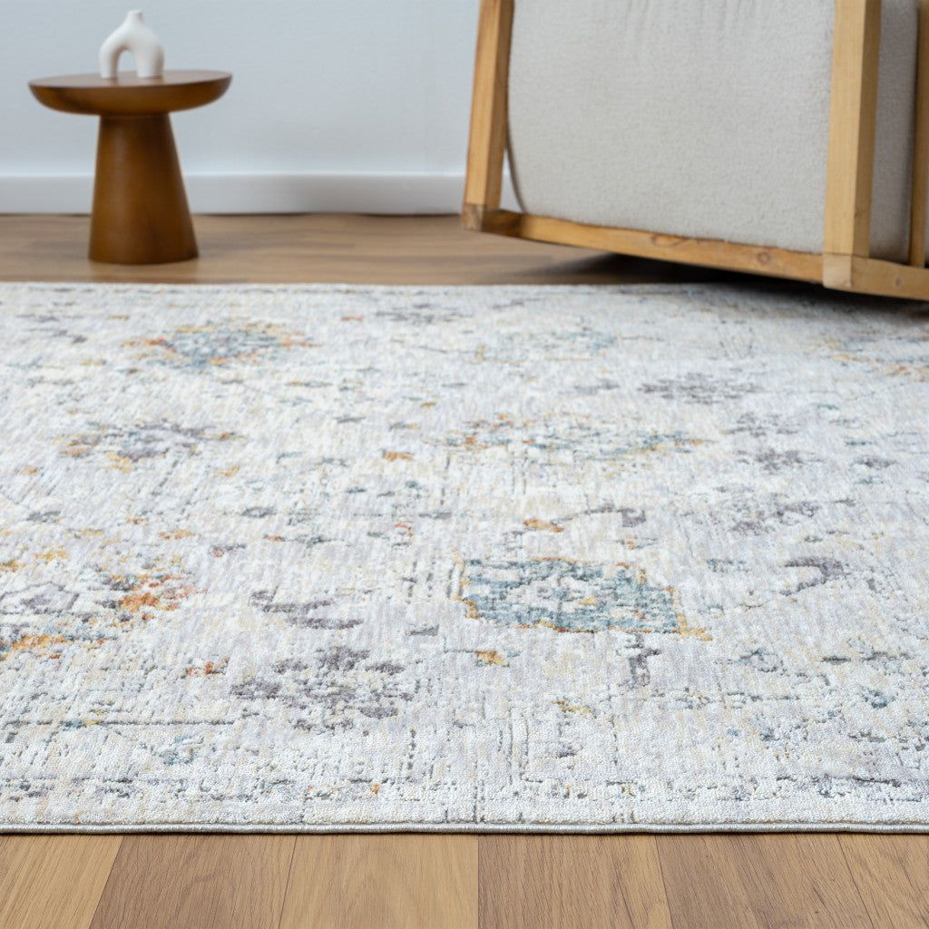 8 Runner Ivory and Blue Floral Runner Rug Image 11