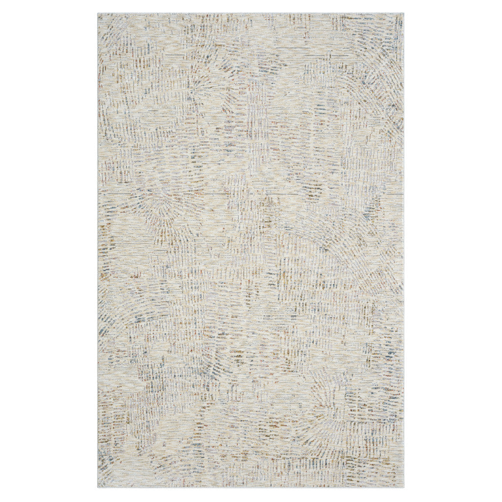 8 Runner Ivory and Gray Abstract Runner Rug Image 7