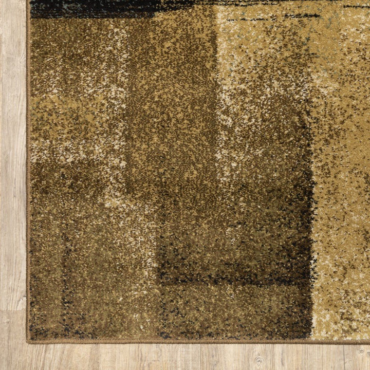 7X9 Brown And Beige Distressed Blocks Area Rug Image 10