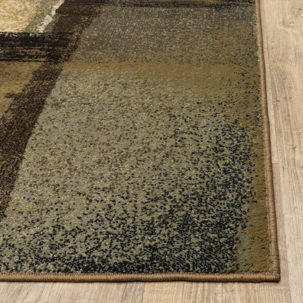 7X9 Brown And Beige Distressed Blocks Area Rug Image 11