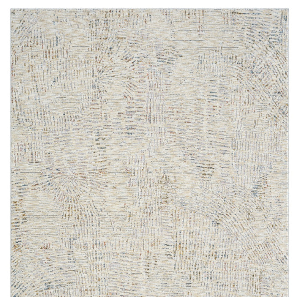 8 Runner Ivory and Gray Abstract Runner Rug Image 11