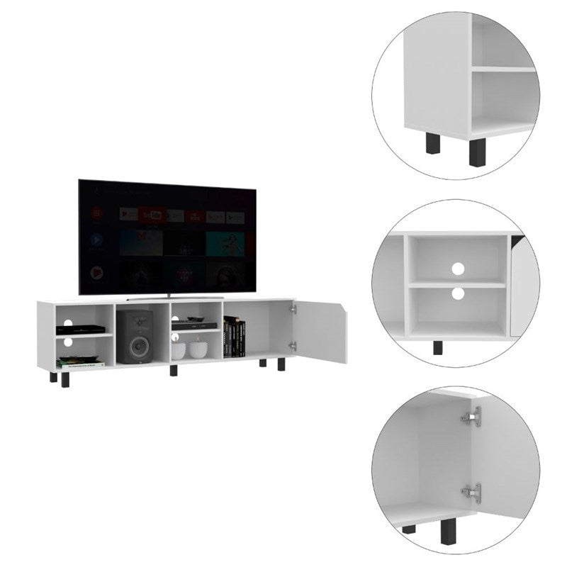 71" White Particle Board Open Shelving TV Stand Image 2