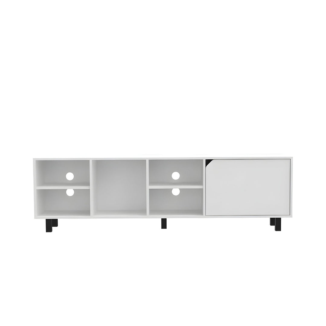 71" White Particle Board Open Shelving TV Stand Image 3