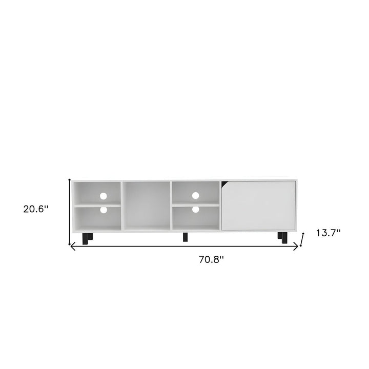 71" White Particle Board Open Shelving TV Stand Image 5