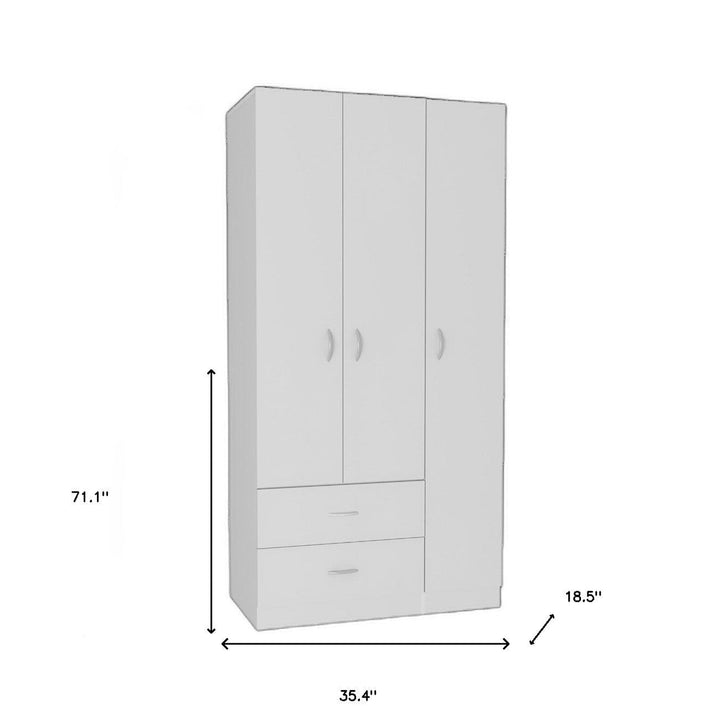 71" White Manufactured Wood Two Drawer Combo Dresser Image 6