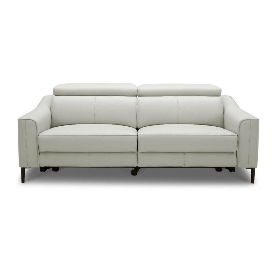 74" Gray Leather Reclining Sofa With Black Legs Image 1