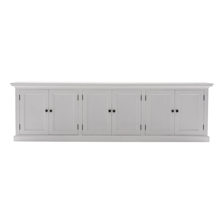 71" White Solid Wood Frame Dining Hutch With Multiple Shelves And Three Drawers Image 9