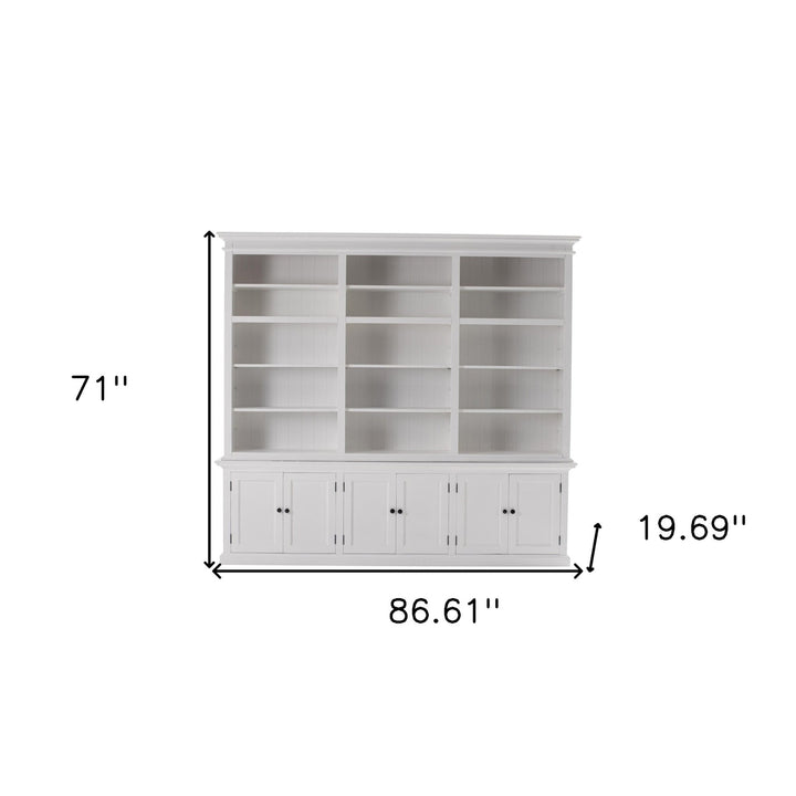 71" White Solid Wood Frame Dining Hutch With Multiple Shelves And Three Drawers Image 11