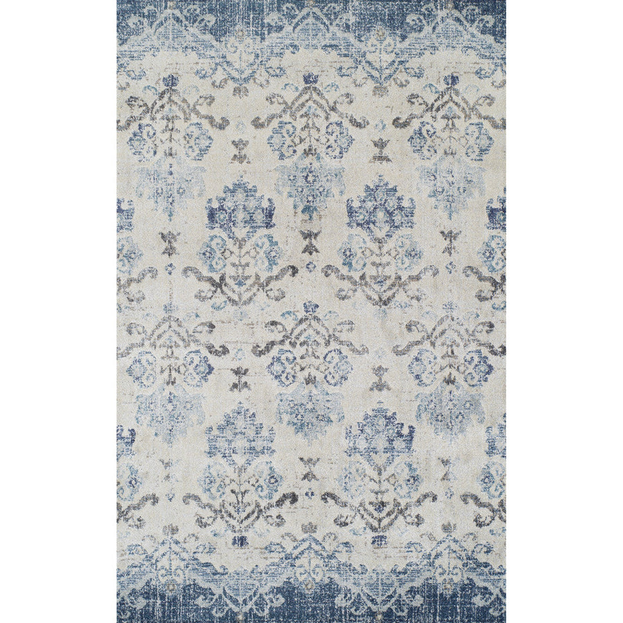 8 x 11 Blue and Ivory Oriental Area Rug Image 1