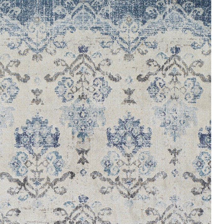 8 x 11 Blue and Ivory Oriental Area Rug Image 11