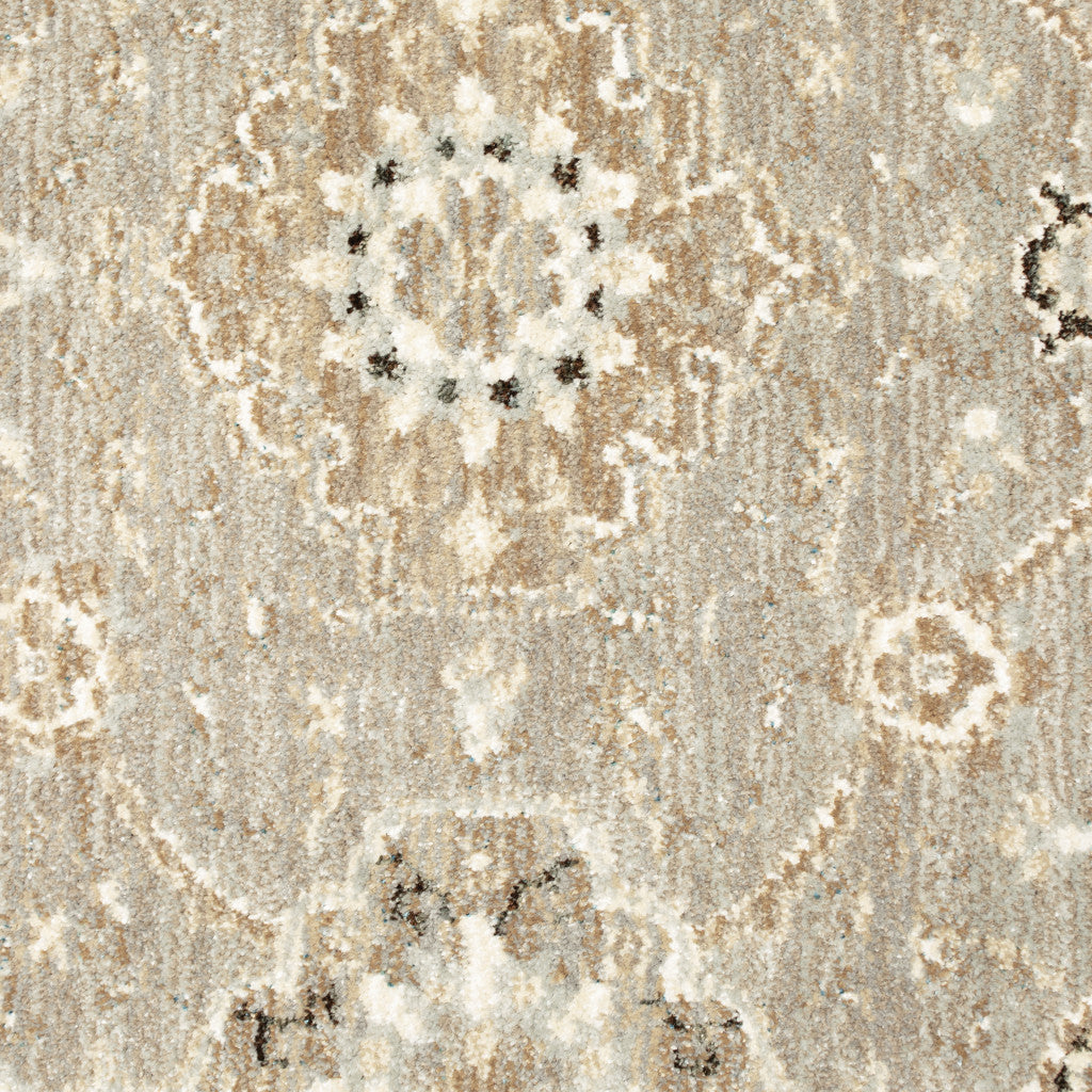 8 x 11 Gray and Ivory Oriental Power Loom Area Rug Image 4