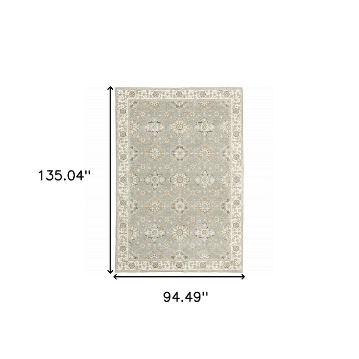 8 x 11 Gray and Ivory Oriental Power Loom Area Rug Image 5