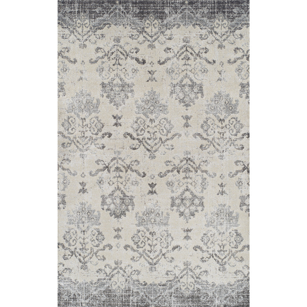 8 x 11 Gray and Ivory Oriental Area Rug Image 11