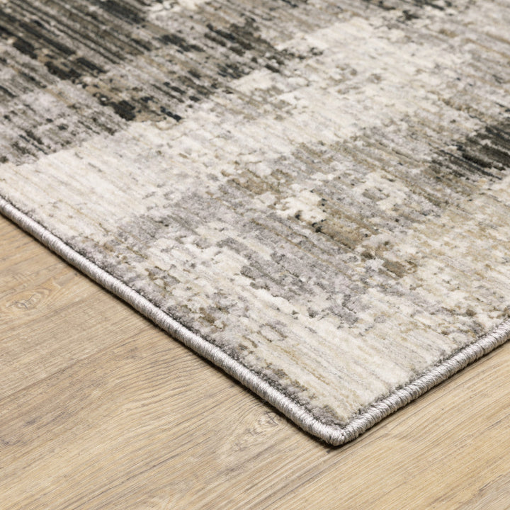 8 X 11 Grey Beige Charcoal Brown Tan And Ivory Abstract Power Loom Stain Resistant Area Rug Image 3