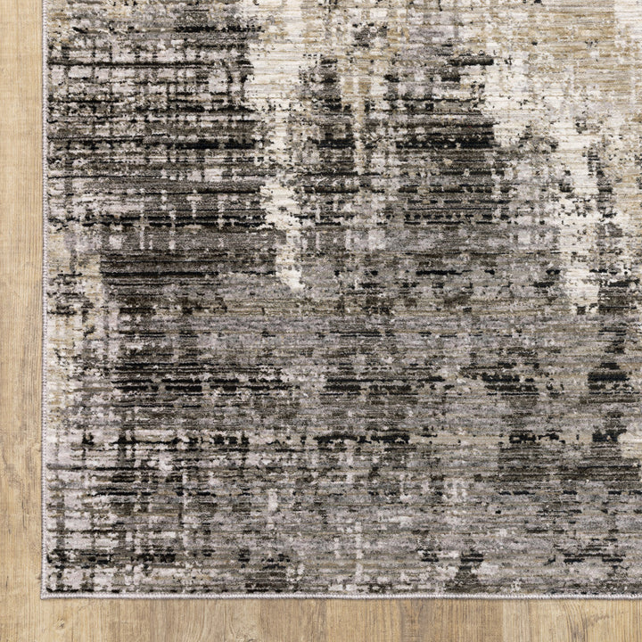 8 X 11 Grey Beige Charcoal Brown Tan And Ivory Abstract Power Loom Stain Resistant Area Rug Image 9