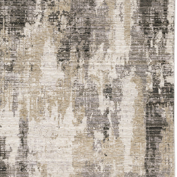 8 X 11 Grey Beige Charcoal Brown Tan And Ivory Abstract Power Loom Stain Resistant Area Rug Image 12