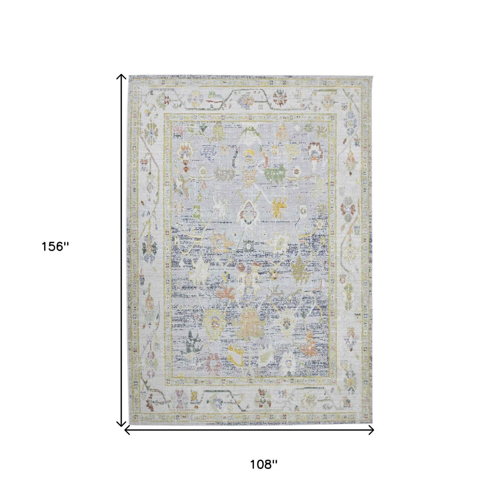 9 X 13 Blue Floral Power Loom Area Rug Image 2