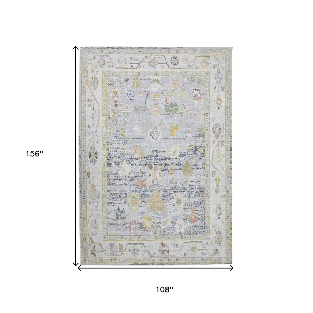 9 X 13 Blue Floral Power Loom Area Rug Image 2