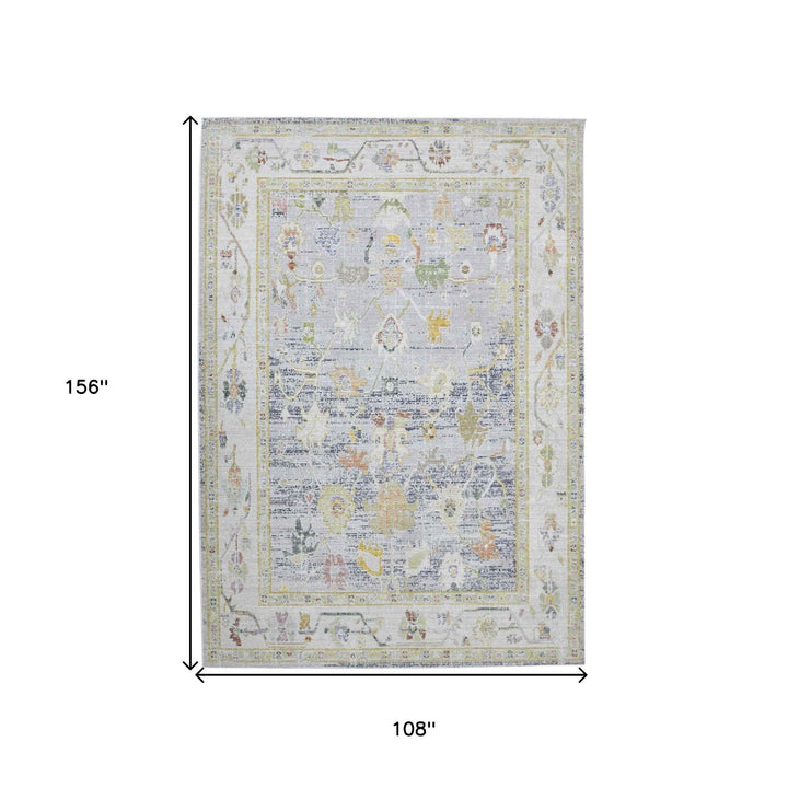 9 X 13 Blue Floral Power Loom Area Rug Image 1