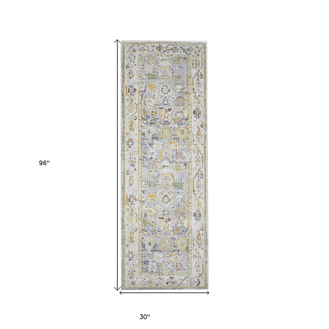 9 X 13 Blue Floral Power Loom Area Rug Image 1