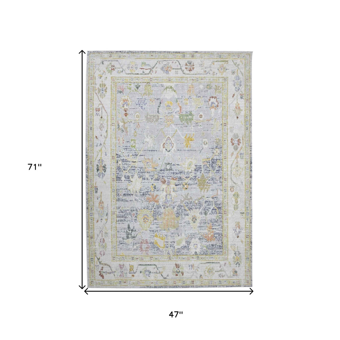 9 X 13 Blue Floral Power Loom Area Rug Image 4