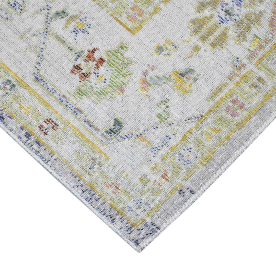 9 X 13 Blue Floral Power Loom Area Rug Image 10