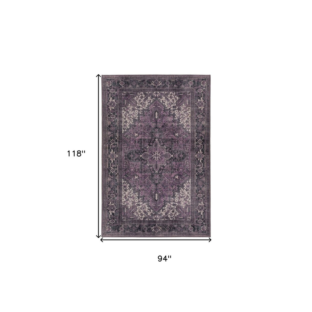 8 X 10 Purple Oriental Distressed Non Skid Area Rug Image 7