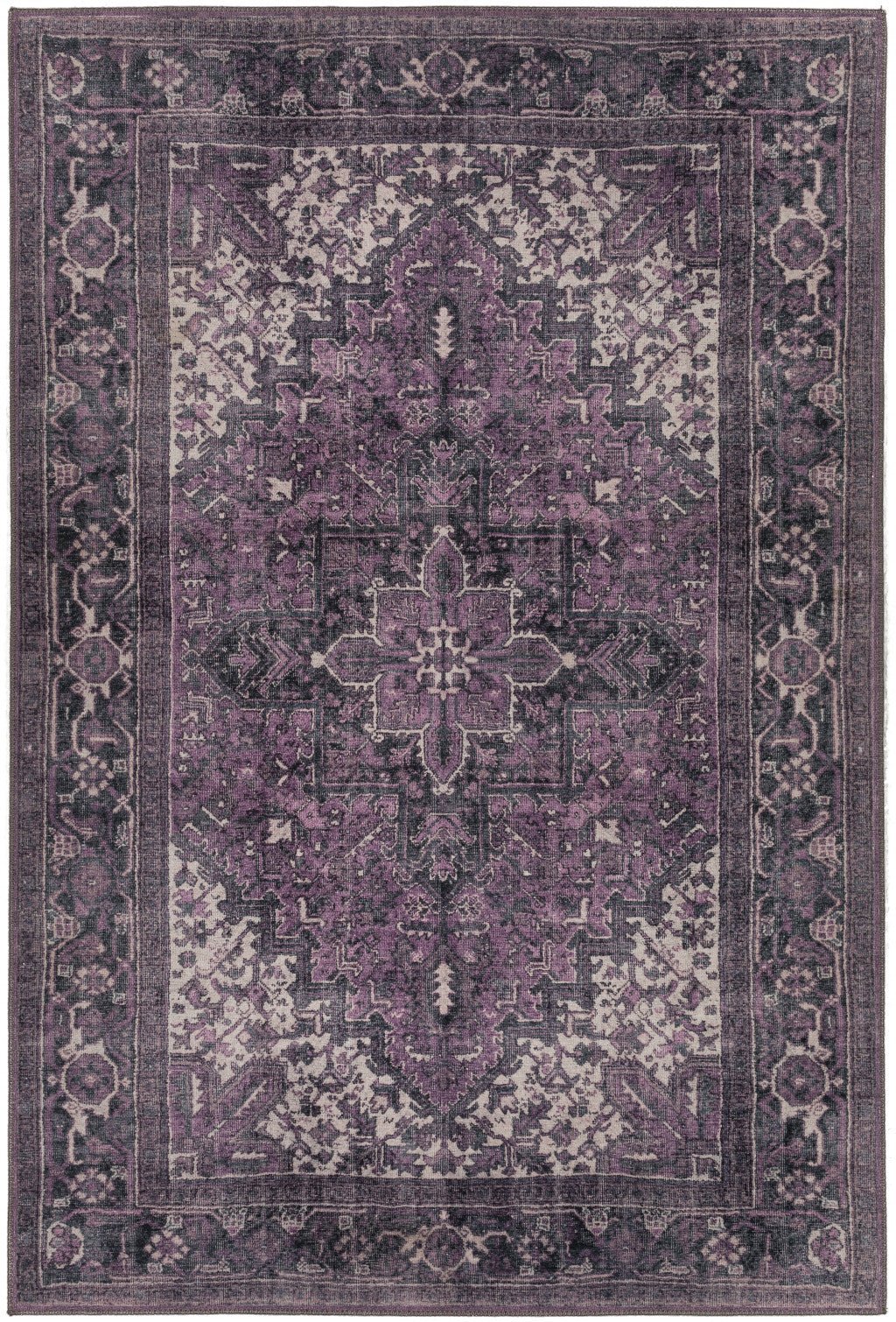 8 X 10 Purple Oriental Distressed Non Skid Area Rug Image 9