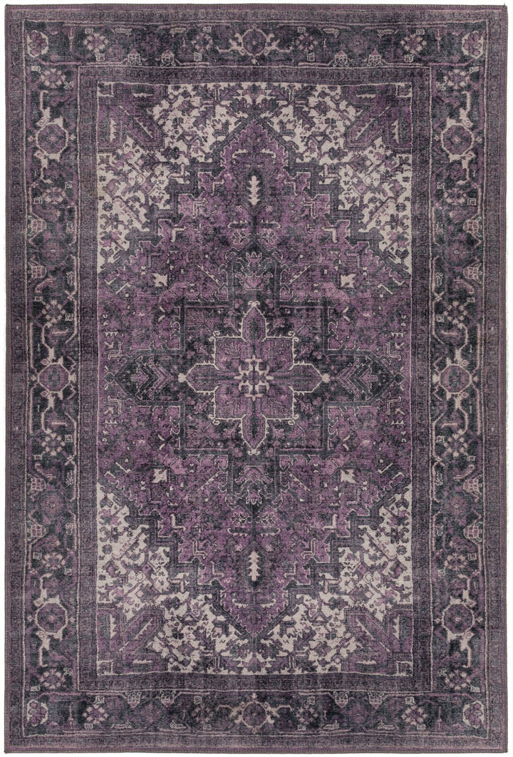 8 X 10 Purple Oriental Distressed Non Skid Area Rug Image 9