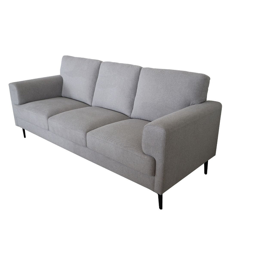 84" Light Gray Linen Sofa With Black Legs Image 1