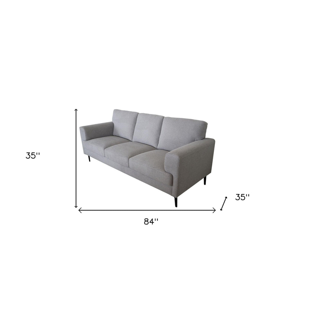 84" Light Gray Linen Sofa With Black Legs Image 2