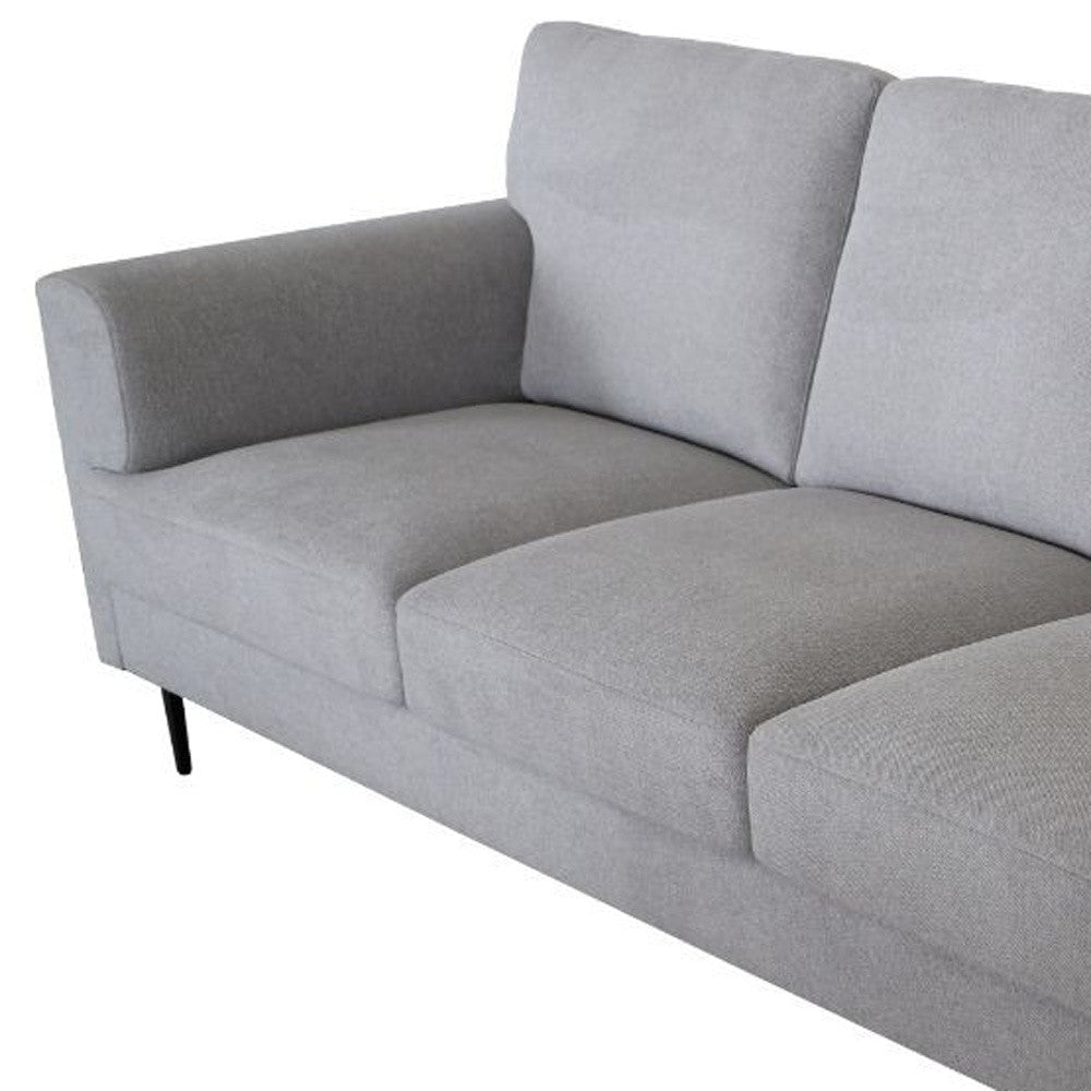 84" Light Gray Linen Sofa With Black Legs Image 3