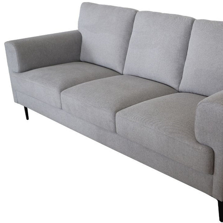 84" Light Gray Linen Sofa With Black Legs Image 4