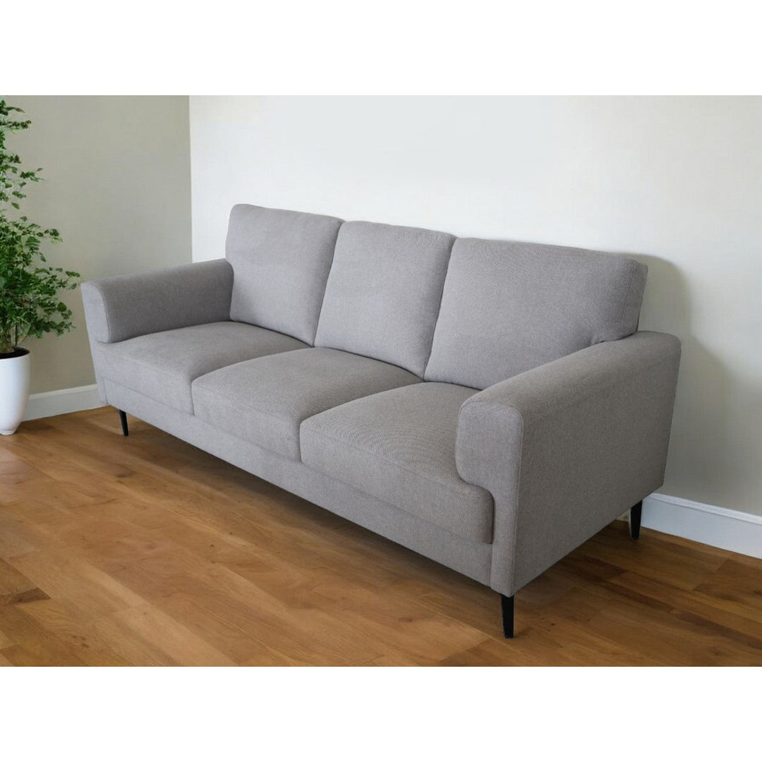 84" Light Gray Linen Sofa With Black Legs Image 5