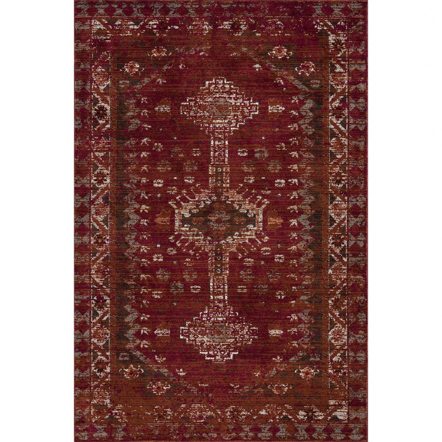 8 x 10 Deep Red Traditional Area Rug Image 1