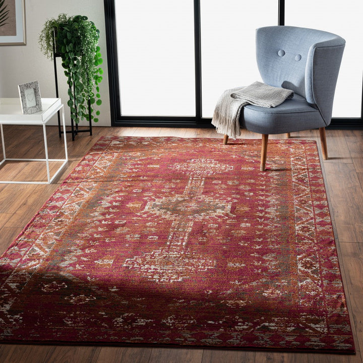 8 x 10 Deep Red Traditional Area Rug Image 7