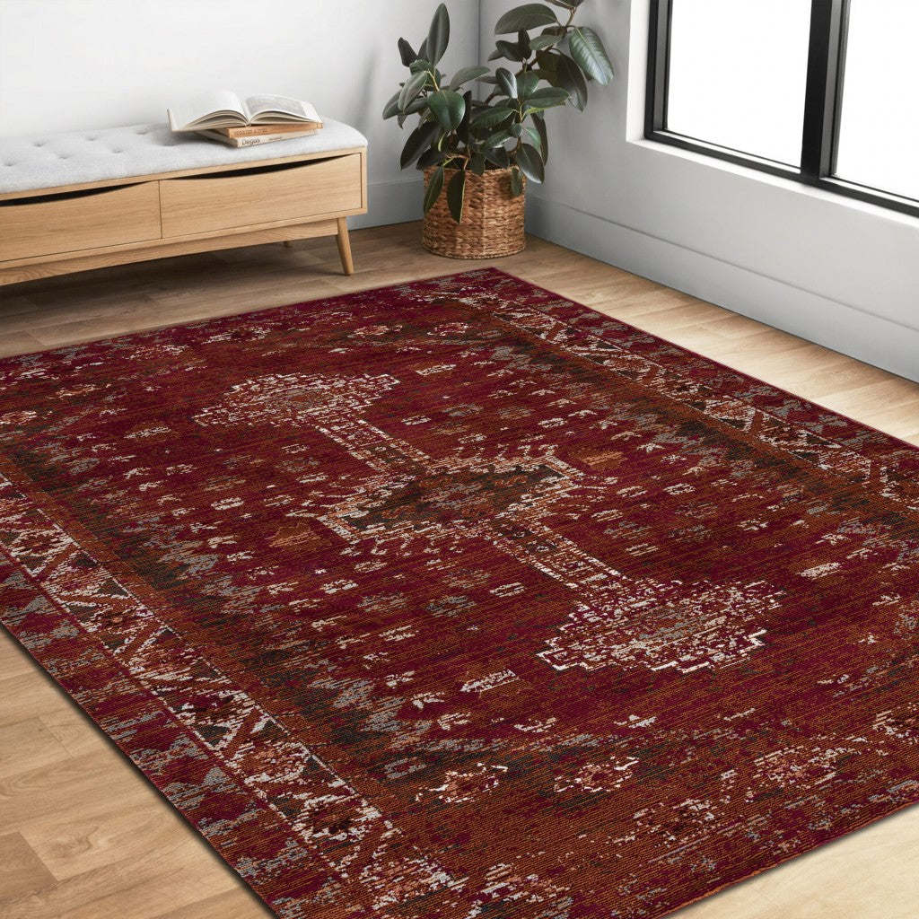 8 x 10 Deep Red Traditional Area Rug Image 8