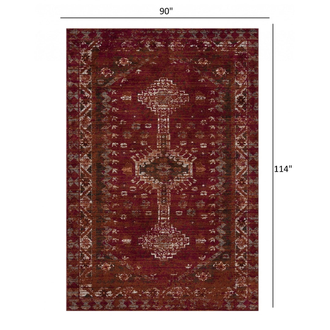 8 x 10 Deep Red Traditional Area Rug Image 9