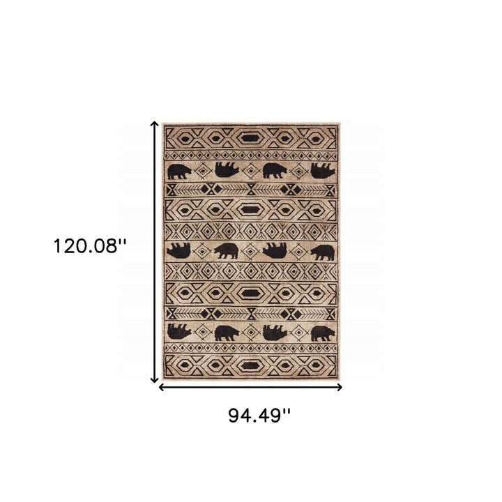 8 X 10 Ivory And Black Southwestern Power Loom Stain Resistant Area Rug Image 5