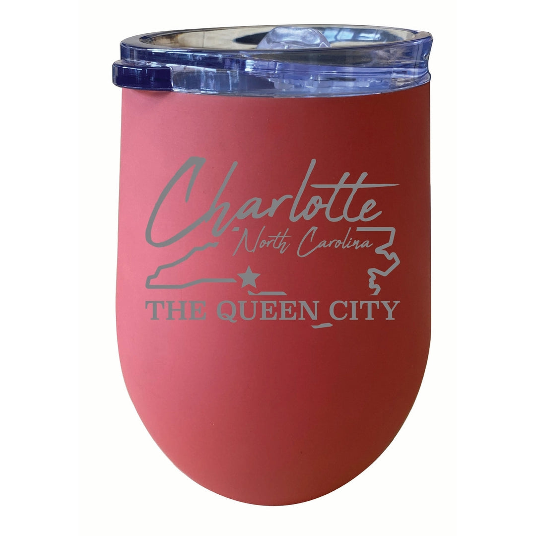 Charlotte North Carolina Souvenir 12 oz Engraved Insulated Wine Stainless Steel Tumbler Image 1