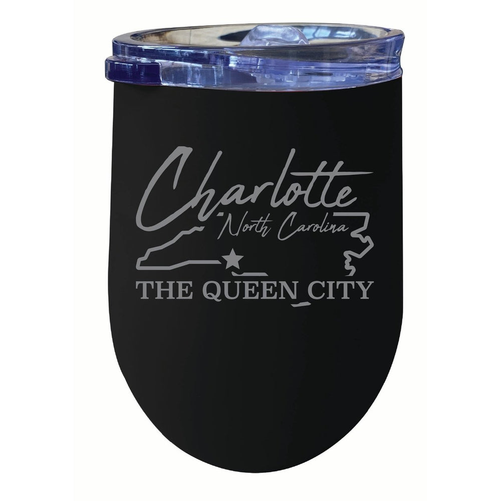 Charlotte North Carolina Souvenir 12 oz Engraved Insulated Wine Stainless Steel Tumbler Image 2