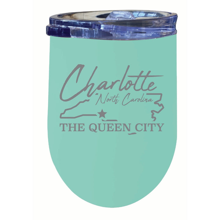 Charlotte North Carolina Souvenir 12 oz Engraved Insulated Wine Stainless Steel Tumbler Image 3