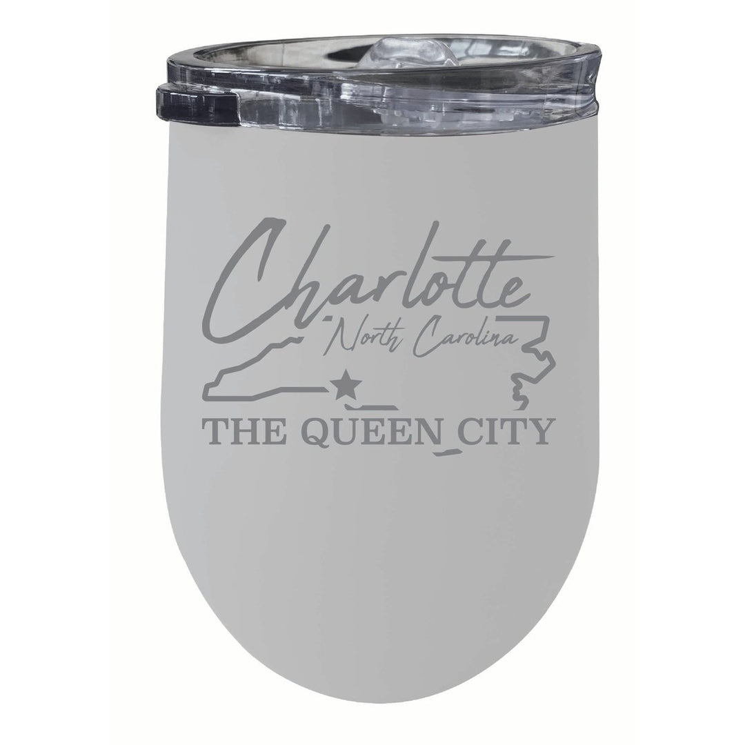 Charlotte North Carolina Souvenir 12 oz Engraved Insulated Wine Stainless Steel Tumbler Image 5