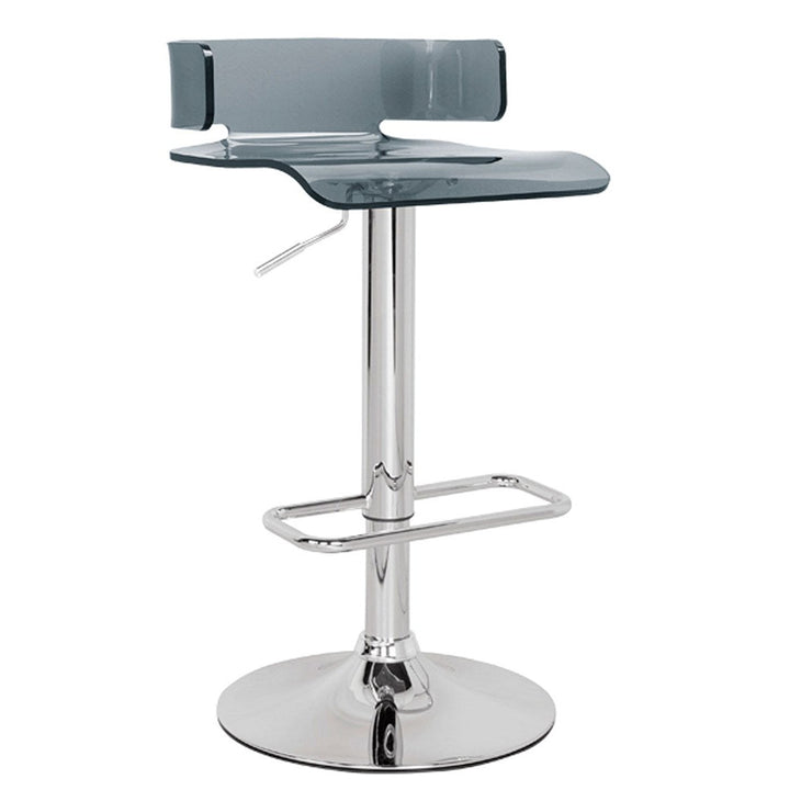 Clear And Silver Acrylic And Metal Swivel Low Back Adjustable Height Bar Chair Image 12