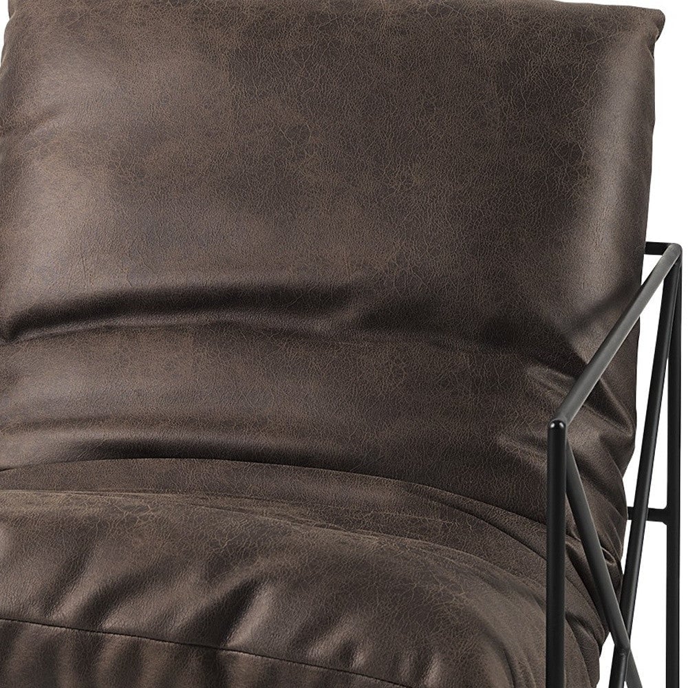 Black Faux Leather Contemporary Metal Chair Image 3